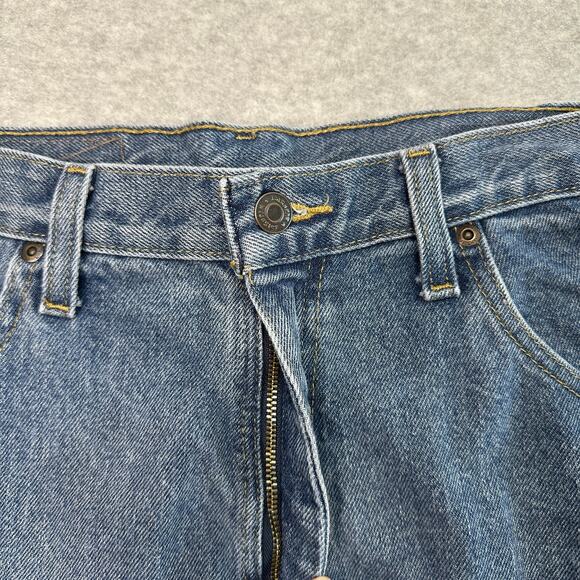 Wrangler Jean Shorts WMNS 33 High Rise Cut-off Distressed Medium Wash Frayed Hem - Picture 2 of 6